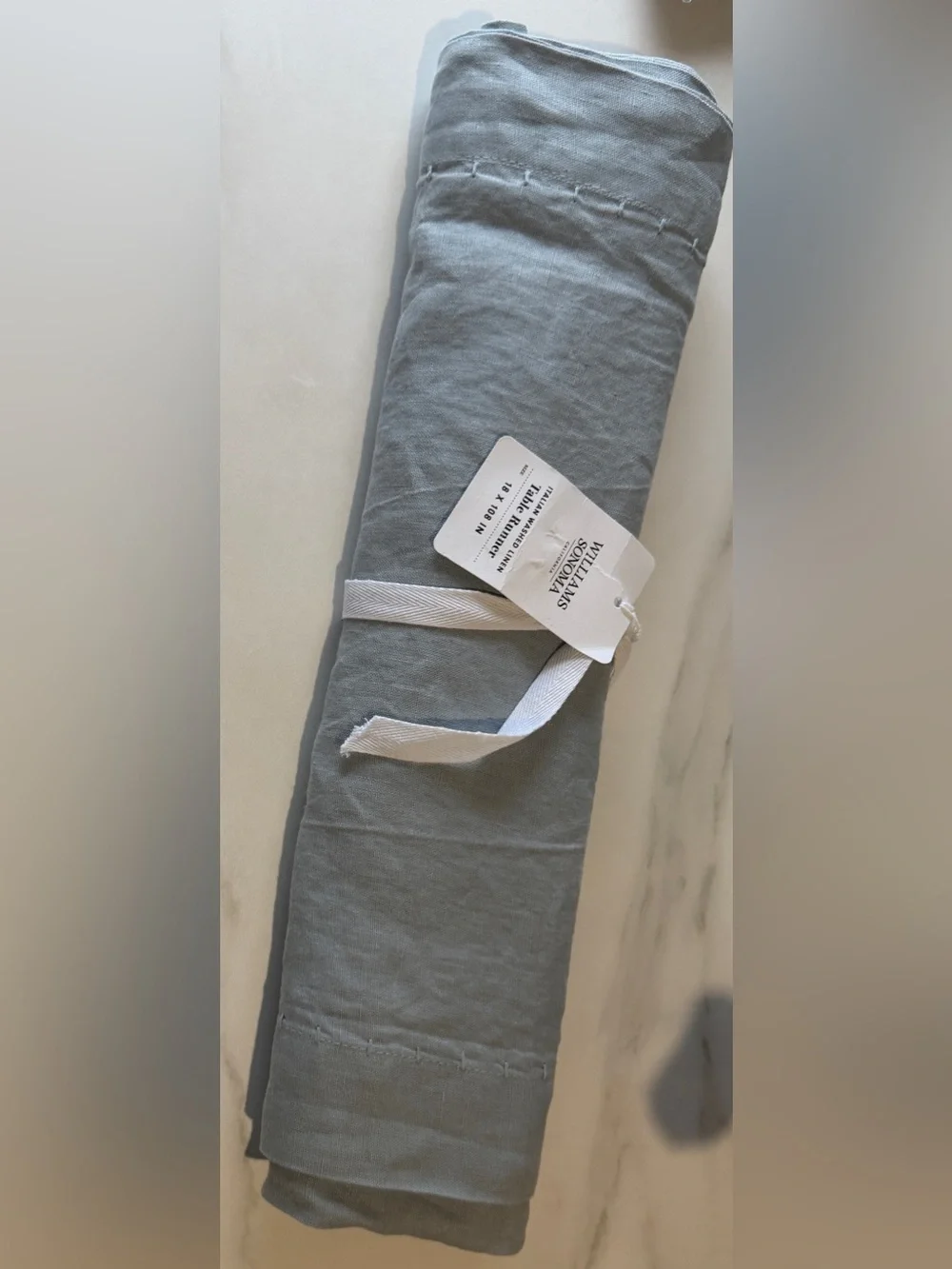 Willians Sonoma Italian Washed Linen Table Runner gray